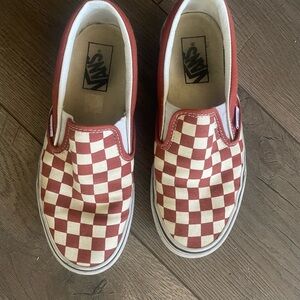 Vans rustic orange and White Checkerboard Slip-On Sneakers